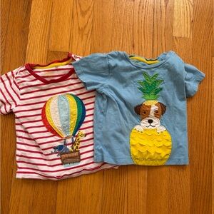 Mini Boden Short Sleeve Tees - Light Blue & Red Stripe